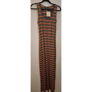 Hive & Honey Grey and Orange Rayon Blend Sleeveless Maxi Dress Sz M NWOT